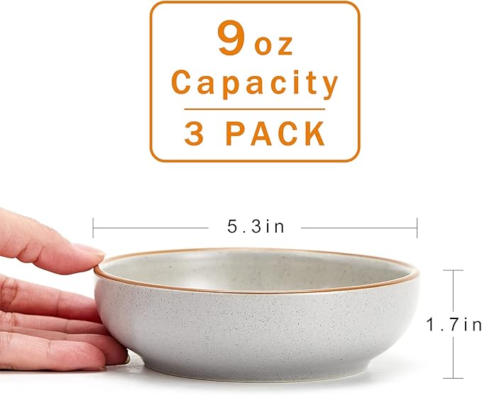 Ceramic Cat Bowls, Howise Cat Food Dish Gray, 5.3 in Shallow Pet Bowl 3 Pack Bowl Set for Kitten Cat Food Bowl and Water Bowl Small Dog Dish - PAWPICO