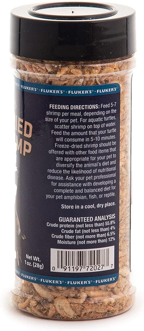 Fluker's Freeze Dried Insects - 1oz - River Shrimp, Turtle Shrimp, Shrimp Turtle Food, Nutrient-Rich Shrimp for Turtles, Suitable for Reptiles, Birds, Tropical Fish, Hedgehogs, Sugar Gliders Flukers