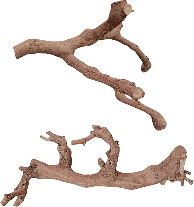 BNOSDM 2PCS Reptile Wood Branches Decor Lizard Habitat Decoration Snake Climbing Branch Accessories Terrarium Tree Trunk Ornament for Bearded Dragon Gecko Frog Chameleon Spider BNOSDM