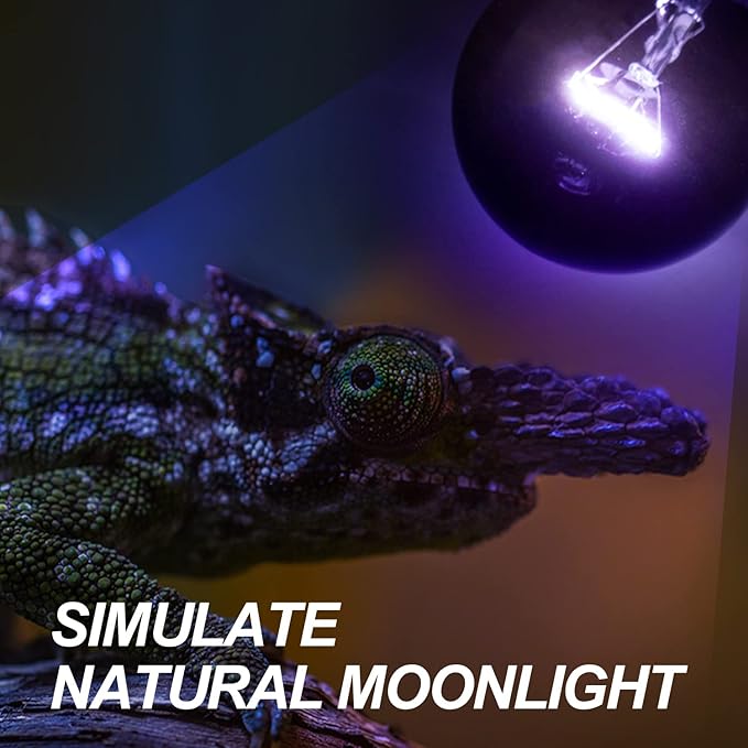 WACOOL 2Pack Reptile Night Heat Lamp, 75W Night Heat Lamp for Reptiles & Amphibians,Simulate Nature Moonlight Purple Night Light for Bearded Dragon Lizard Snake Crab WACOOLTERRA