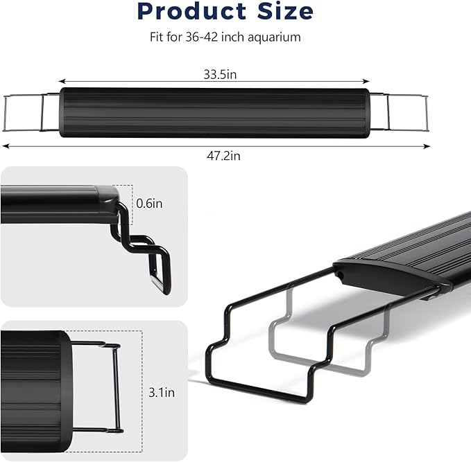 Tatub 23W LED Aquarium Light for 36"-42" Fish Tank, Full Spectrum Fish Tank Light with White Blue Red Green LEDs, 10 Levels of Brightness,Timer Auto On/Off Tatub