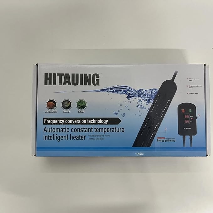 HiTauing Aquarium Heater, 300W Fish Tank Heater with LED Digital Display & 5 Safety Protection, Submersible Aquarium Heater with 2 Suction Cup and 8.2Ft Cord for 40-75 Gallon Fish Tank. HiTauing