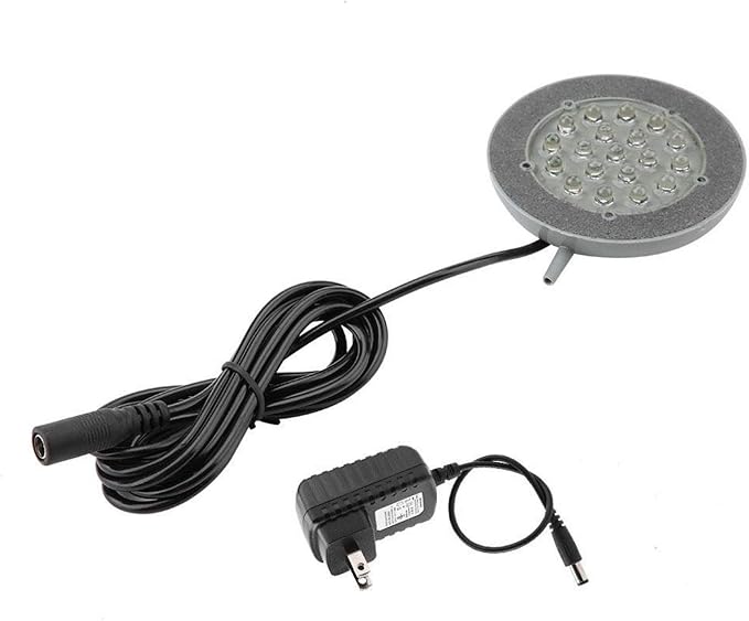 Aquarium Air Stone, 19 LEDs Round Bubble Generator Fish Bubble Light Air Pump Bubble Stone Lamp Colorful Fish Submersible Light Aquarium air Bubble Light Pssopp