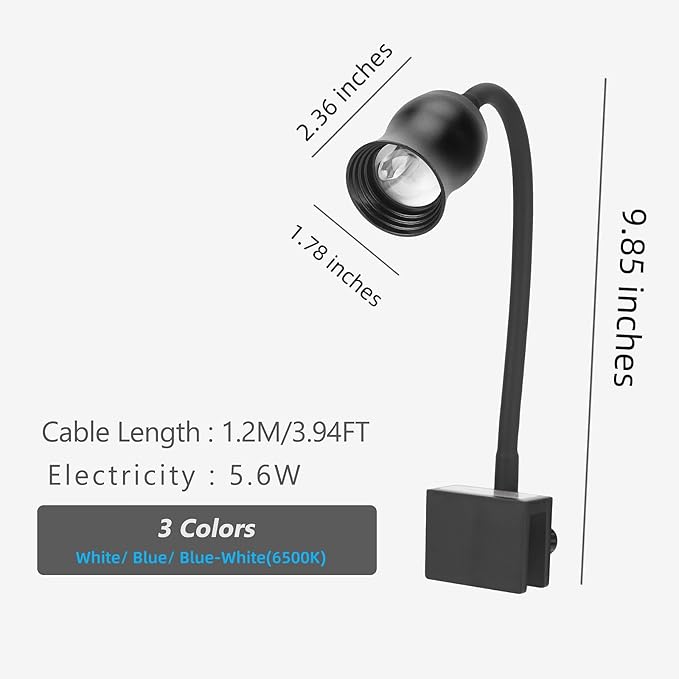 Aquarium Light Focus Light for Fish Tank Indoor LED Light Big Clip Lamp Adjustable Focus (White-Blue with Timer) PAWPICO
