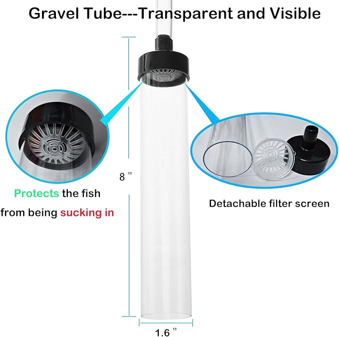 5ft Fish Tank Cleaner Aquarium Siphon Gravel Vacuum for Aquarium Fish Tank Changing Water Cleaning Gravel and Sand(with Big Siphon Ball) Seltomer
