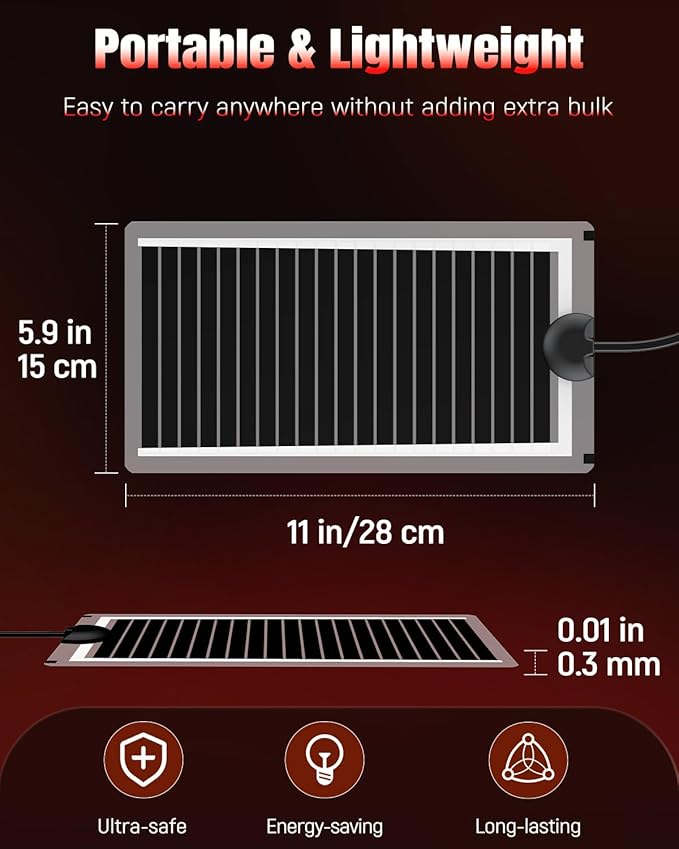 Pawfly 14 W Reptile Heat Pad 11 x 5.9 Inch Reptile Heating Pad Under Tank Terrarium Safe Fast Heating Mat Heat Mat for Turtles Frogs Snakes Lizards Geckos Hermit Crabs Spiders & Other Reptiles Pawfly