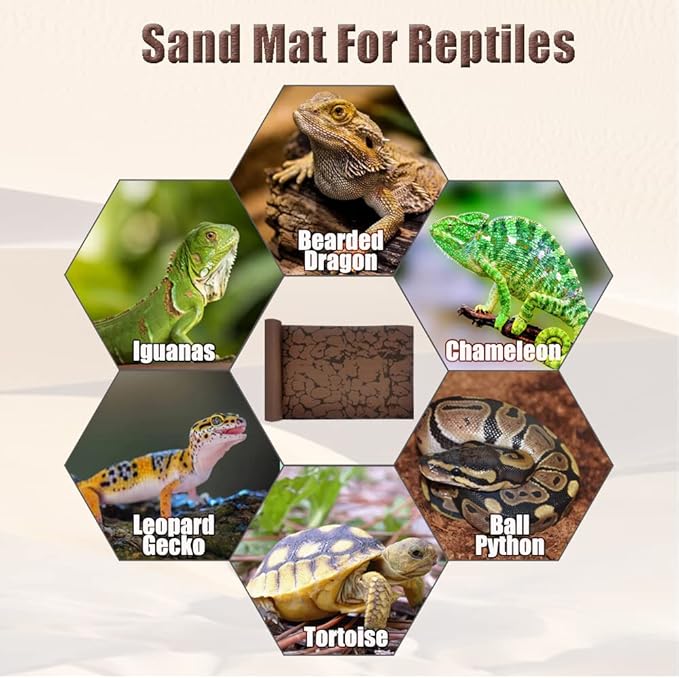 Tfwadmx Reptile Carpet Sand Mat for Bearded Dragon Terrarium Substrate Liner Brown Reversible Lizard Bedding Mats for Cage Leopard Gecko Tortoise Turtle Snake Chameleon with Tweezer 20"x 39"(1 Pcs) Tfwadmx