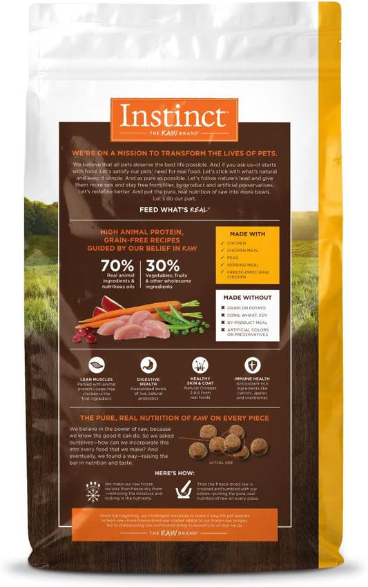 Instinct Dog Food, Grain Free Dog Food Dry, High Protein, Raw Coated Dog Food, Dog Kibble, Original Real Chicken, 4 lb. Bag - PAWPICO