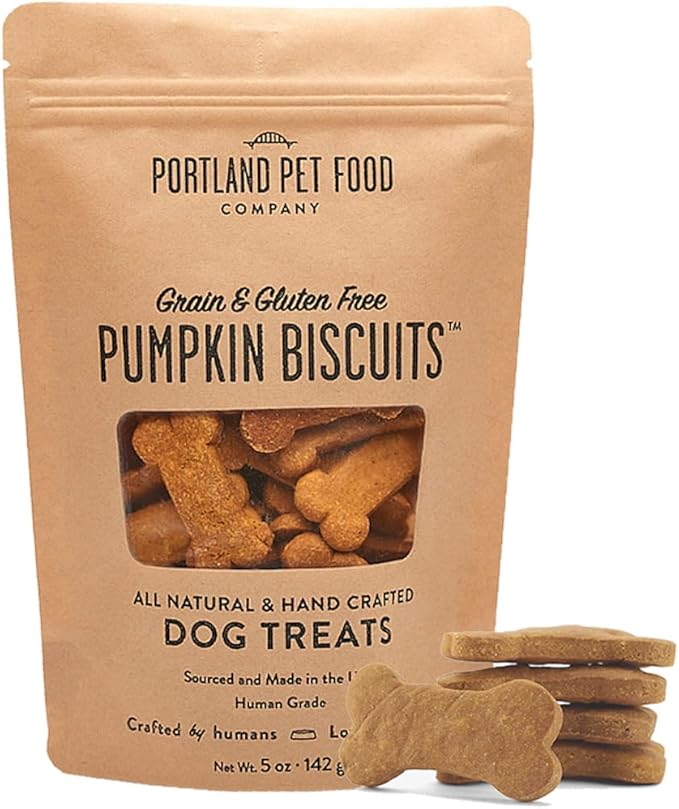 Portland Pet Food Company Pumpkin Healthy Dog Treats - Grain-Free, Human-Grade, Pumpkin Dog Treats - All Natural Dog Training Treats & Biscuits Made in the USA Only 1-Pack (5 oz) - PAWPICO