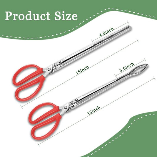 2pcs Snake Feeding Tongs, 15 inch Snake Hook Snake Grabber Tool Snake Stick Reptile Tongs for Bearded Dragon Snake Reptile Gecko Tank Accessories Terrarium Supplies TUICARE