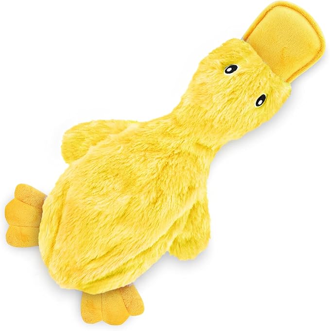 Best Pet Supplies Crinkle Dog Toy for Small, Medium, and Large Breeds, Cute No Stuffing Duck with Soft Squeaker, Fun for Indoor Puppies and Senior Pups, Plush No Mess Chew and Play - Yellow - PAWPICO