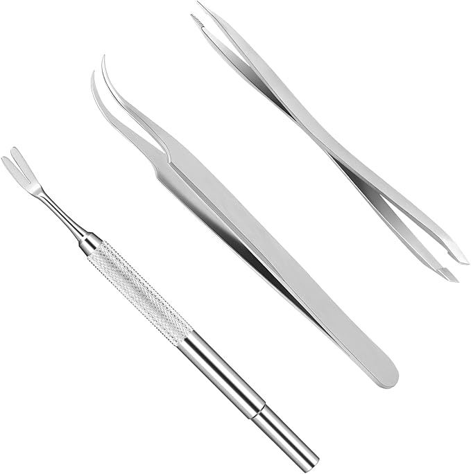 Rypet Tick Remover Tool Set - Stainless Steel Tick Remover Kit for Cats Dogs and Humans(Pack of 3) - PAWPICO
