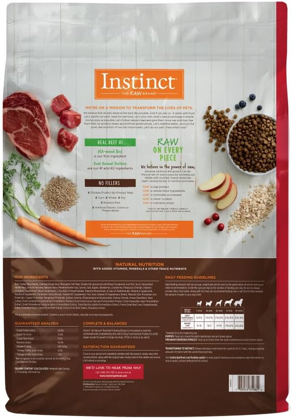 Instinct Be Natural Real Beef & Barley Recipe Natural Dry Dog Food, 25 lb. Bag - PAWPICO