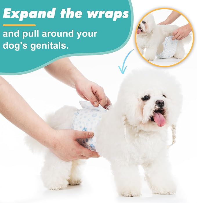 Disposable Dog Diapers Male,20 Count Adjustable Male Dog Wraps with Leak Proof Fit, Puppy Diaper Liners Ultra Absorbent Doggie Diapers for Male Dogs Incontinence, Excitable Urination - PAWPICO