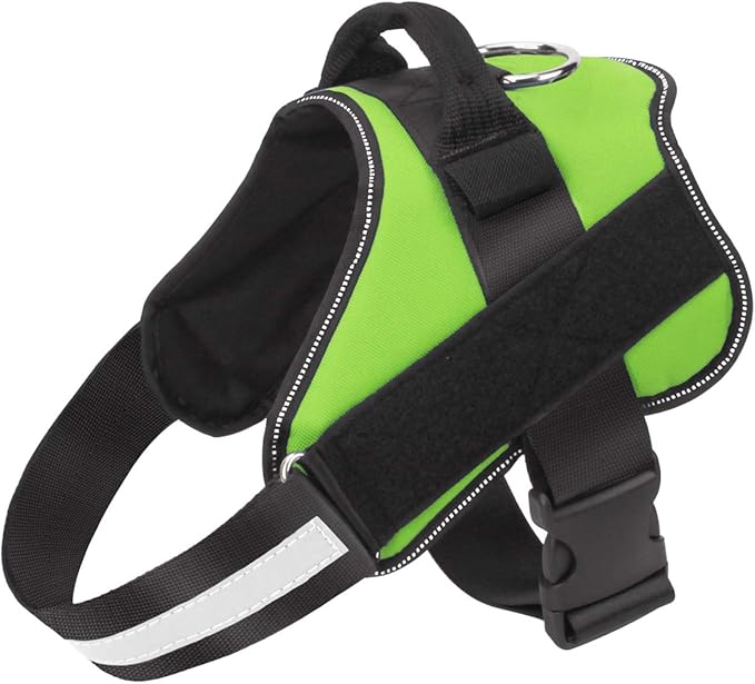 Bolux Dog Harness, No-Pull Reflective Dog Vest, Breathable Adjustable Pet Harness with Handle for Outdoor Walking - No More Pulling, Tugging or Choking (Green, L) Bolux