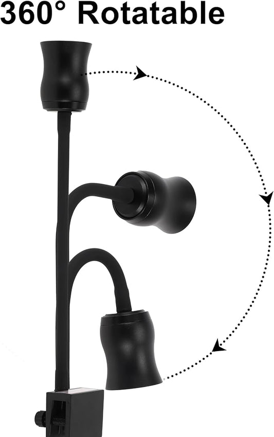 Fish Tank Light, Aquarium Light, USB Small Aquarium Light with Timer, 360° Rotate Aquarium Lamp, 3 Colors Adjustable Focal Length, Black CAPASTEC