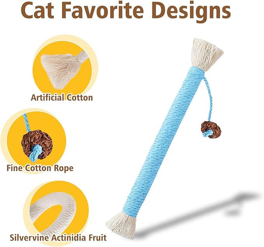 Catnip Toys, 7.78inch Catnip Toys Chew Rope, Sisal Rope Cat Toys for Teeth Cleaning, Indoor Interactive Cat Teasing Toy, Soothing Rope Cat Toys for Kitten, 4 Packs - PAWPICO