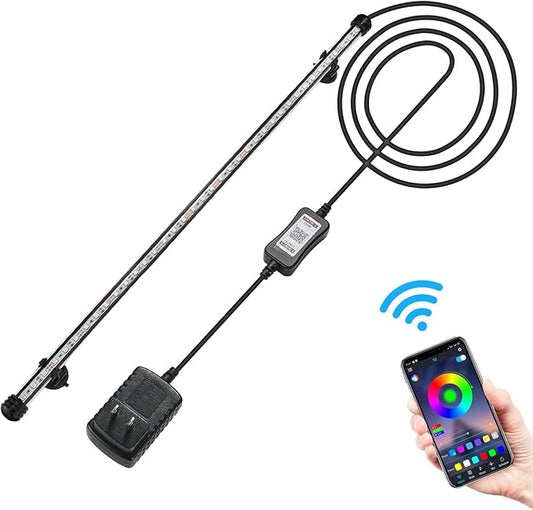 GreenSun Fish Tank Aquarium Light: Submersible Led Lamp - 30 Inch Waterproof Strip Spotlight with APP Control GreenSun