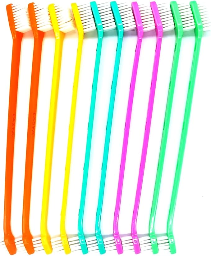Double Headed Pet Dog Toothbrush for Small Dogs/Soft Bristles Puppy Long Handle Tooth Brush Dogs Teeth Cleaning/Bulk Toothbrushes Dental & Oral Care… (MIXED10) EASYAS