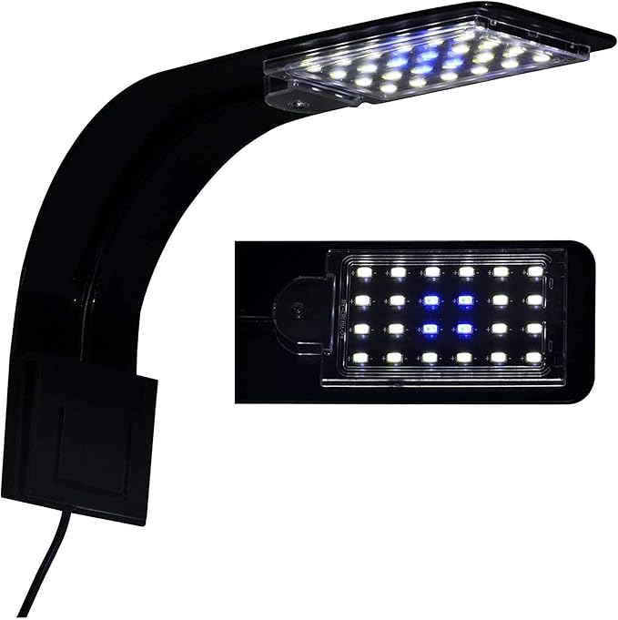 10W Super Slim Aquarium Fish Tank 5730 LED Light Clip-on Lamp Aquatic Plant Lighting (Black Body White+Blue Light) ICINSTANTCOACH