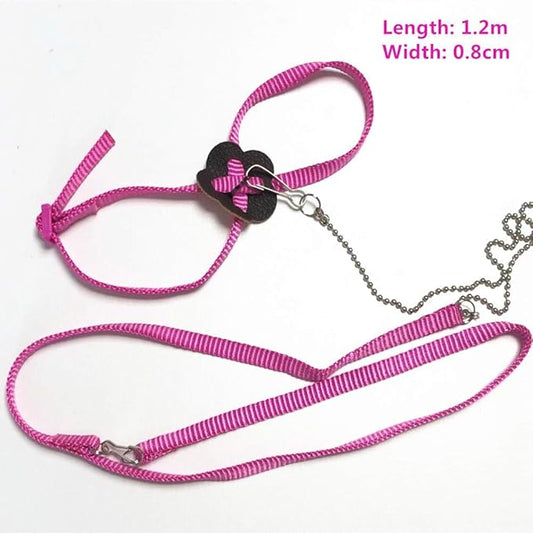 Adjustable Reptile Lizard Harness Leash,Turtle Lizard Pet Traction Belt Bearded Dragon Accessories Soft Small Pet Animal Harness Rope,1.2M (Pink) Sawyd