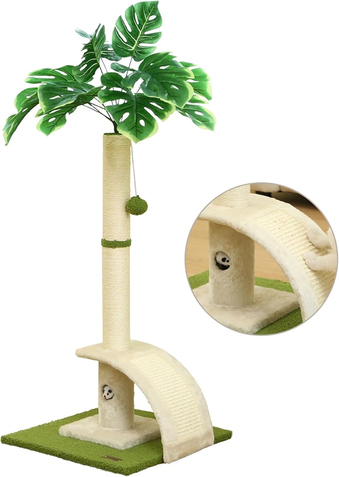 Cat Scratching Post, 35" Tall Cat Scratcher Kitten Scratch Post with Sisal Rope for Indoor Cats Claw Scratcher, Cat Tree with Dangling Ball for Kitties and Cats - PAWPICO