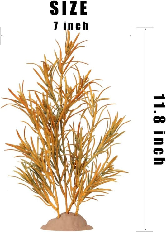 Reptile Plants for Terrarium, Ball Python Tank Decor Accessories fit Bearded Dragon Crested Leopard Gecko Lizard Chameleon Snake - Fake Yellow Rosemary WOLEDOE