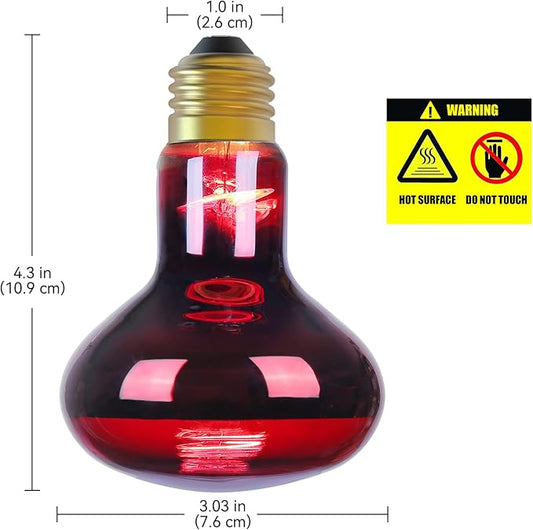Infrared Heat lamp Basking Spot Light Bulb,LEDESIGN 75 Watt Red Heat Lamp Bulbs for Reptiles and Amphibian Use, 2 Packs (Red) LEDESIGN