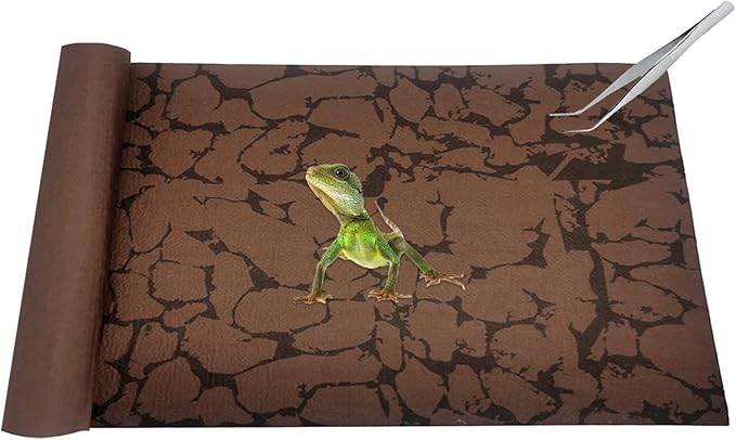 Tfwadmx Reptile Carpet Sand Mat for Bearded Dragon Terrarium Substrate Liner Brown Reversible Lizard Bedding Mats for Cage Leopard Gecko Tortoise Turtle Snake Chameleon with Tweezer 20"x 39"(1 Pcs) Tfwadmx