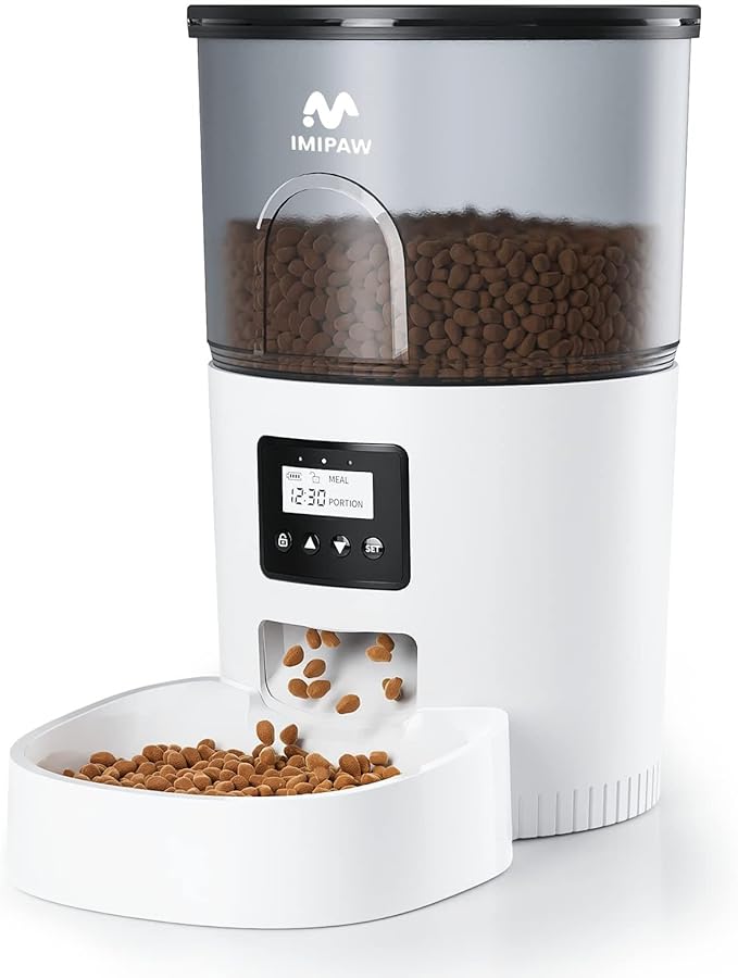 Automatic Cat Feeders, 3L Timed Cat Dry Food Dispenser, Dual Power Supply, Programmable Portion Size, 1-6 Meals Per Day, Auto Pet Feeder for Cats and Small Dogs - PAWPICO