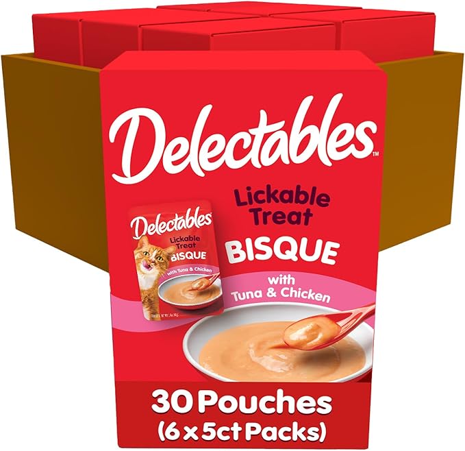 Hartz Delectables Bisque Lickable Cat Treats, Tuna & Chicken, 30 Count Hartz
