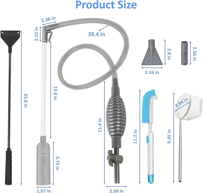 Aquarium Siphon Vacuum Cleaner Kit, Fish Tank Vacuum Gravel Cleaner, Fish Tank Cleaner for Water Changing, Gravel, Sand & Algae Cleaning Yzufyys