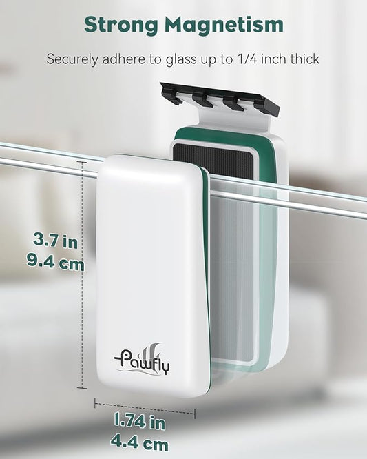 Pawfly Strong Magnetic Fish Tank Cleaner Aquarium Glass Cleaner with 2 Detachable Scrapers Floating Scrubber Cleaning Tool for 1/4 Inch Thick Glass Fish Tank Magnetic Algae Scraper Magnetic Pawfly