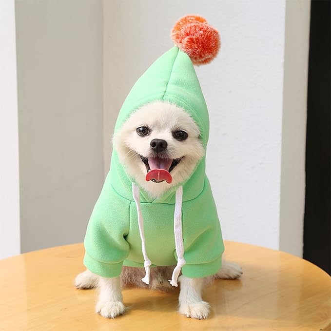 Warm Dog Winter Clothes Cute Fruit Dog Coat Hoodies Fleece Pet Dogs Costume Jacket for French Bulldog Chihuahua Ropa para Perro(3 Green,XXL) - PAWPICO