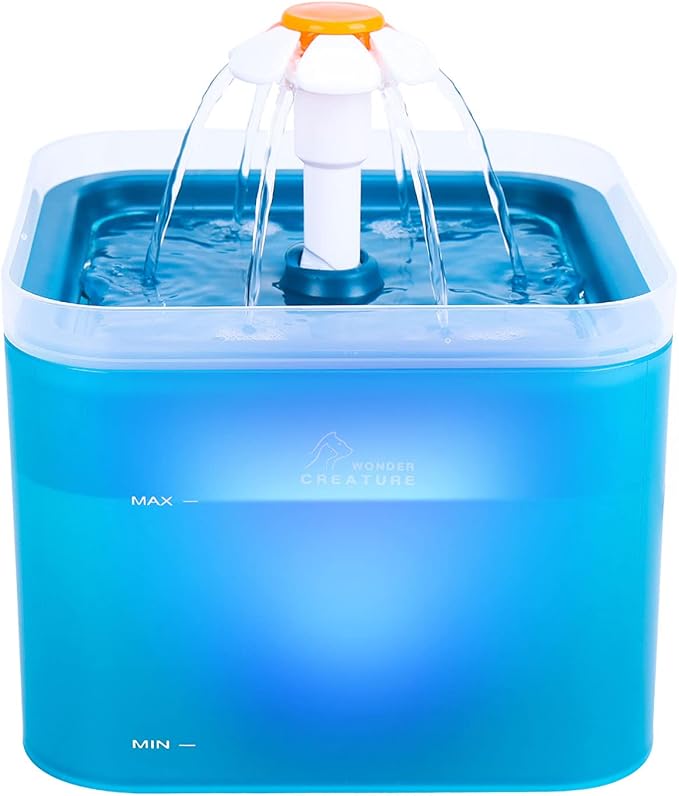 Cat Water Fountain, 67oz/2L Automatic Cat Drinking Fountain, Pet Water Fountain with LED Light and Filter for Cats and Small Dogs (Green) - PAWPICO