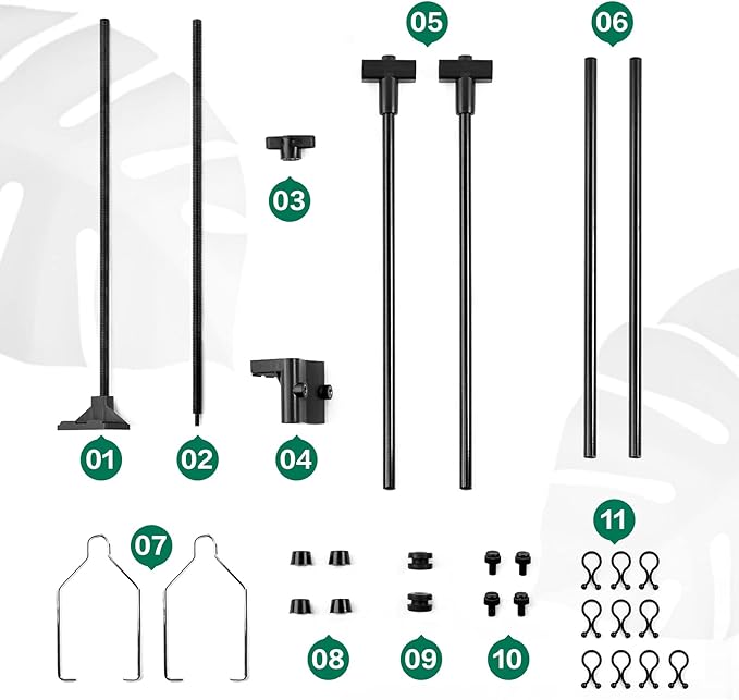 BETAZOOER Reptile Dual Lamp Stand Metal Adjustable Heating Lamp Holder Light Fixture Retractable Ideal for Reptile Glass Terrarium Amphibians/Terrestrial Invertebrates Vivarium BETAZOOER
