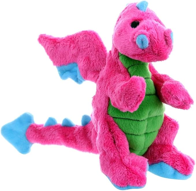 goDog Bubble Plush Dragons Squeaky Dog Toy, Chew Guard Technology - Pink, Large - PAWPICO