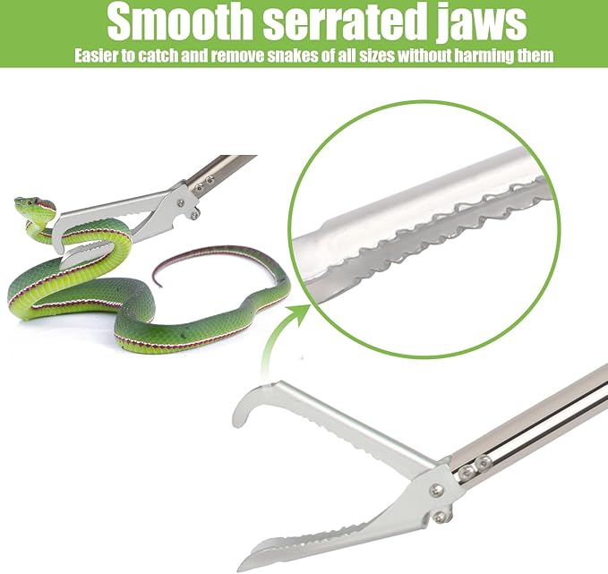 Snake Grabber Tool, 69inch Snake Tongs for Rattlesnake Reptile Tongs Long Reach Grabber Heavy Duty and Made of Stainless Steel Tube Sponge Handle (69inch (Black)) Greeily