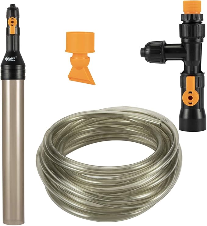 hygger Bucket-Free Aquarium Water Change Kit Fish Tank Auto Siphon Pump Gravel Cleaner Vacuum Tube with Long Hose Water Changer Maintenance Tool 49-FEET Plastic Fitting hygger