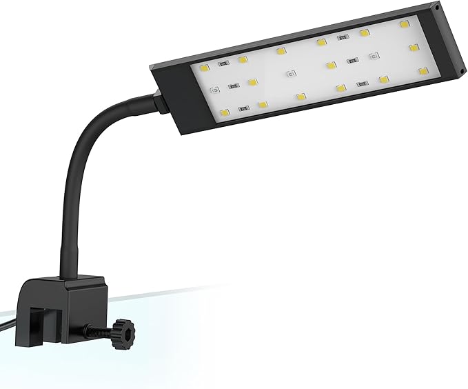 NICREW Fish Tank Clip on Light, Clamp Aquarium Light with White and Blue LEDs, 320LM, 7 Watts NICREW
