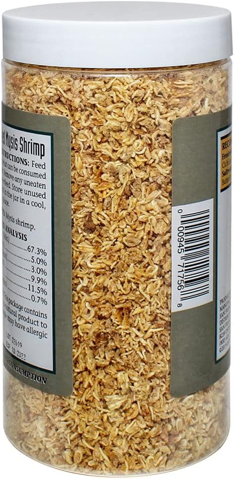 San Francisco Bay Brand Freeze-Dried Mysis Shrimp - Premium Fish Food, Tetra Fish Food, Tropical Fish Food - Ideal for Freshwater and Saltwater Fish, Cichlids, Angels, Seahorses - 3.56 oz (101g) SanFranciscoBayBrand