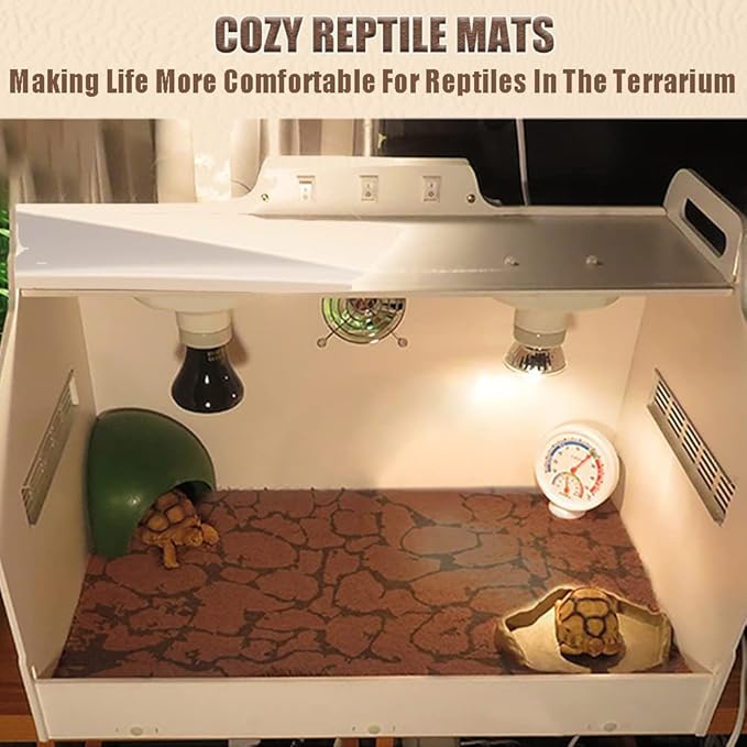 Tfwadmx Reptile Carpet Sand Mat for Bearded Dragon Terrarium Substrate Liner Brown Leopard Gecko Tank Accessories Lizard Bedding Mats for Tortoise Turtle Snake Chameleon with Tweezers 12x20In (2 Pcs) Tfwadmx