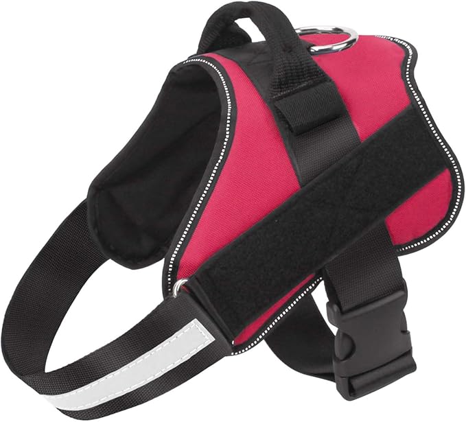 Bolux Dog Harness, No-Pull Reflective Dog Vest, Breathable Adjustable Pet Harness with Handle for Outdoor Walking - No More Pulling, Tugging or Choking (Red, M) Bolux