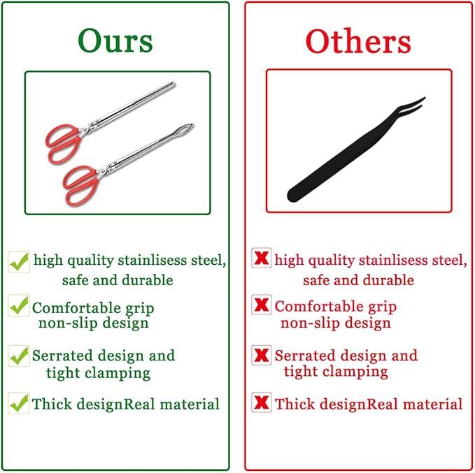 2pcs Snake Feeding Tongs, 15 inch Snake Hook Snake Grabber Tool Snake Stick Reptile Tongs for Bearded Dragon Snake Reptile Gecko Tank Accessories Terrarium Supplies TUICARE