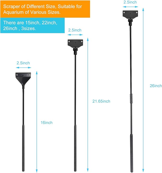 Aquarium Algae Scraper,Aquarium Glass Cleaner,Fish Tank Cleaner, Aquarium Scraper with 10 Blades,26 Inch. Pronetcus