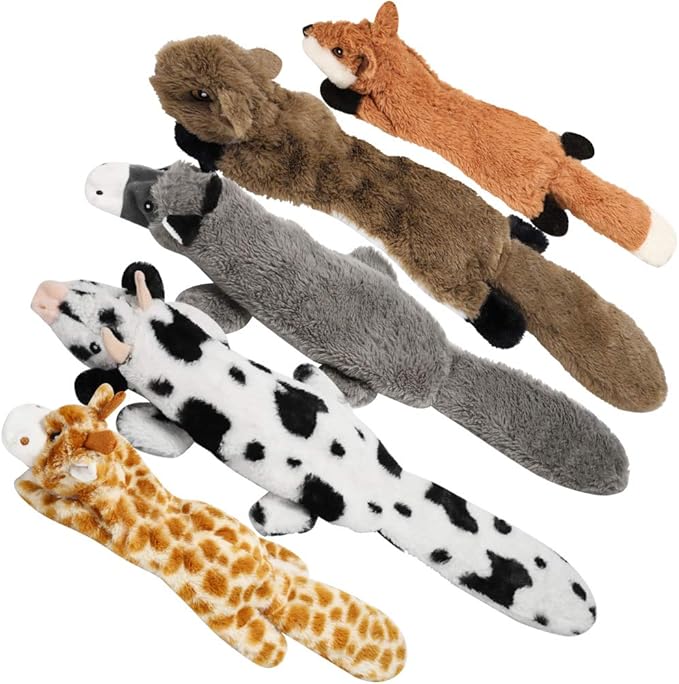 Nocciola Dog Squeaky Toys, 5 PCS Crinkle Plush Dog Toys, No Stuffing Dog Toys for Small Medium Large Dogs, Stuffless Puppy Toys for Boredom - PAWPICO