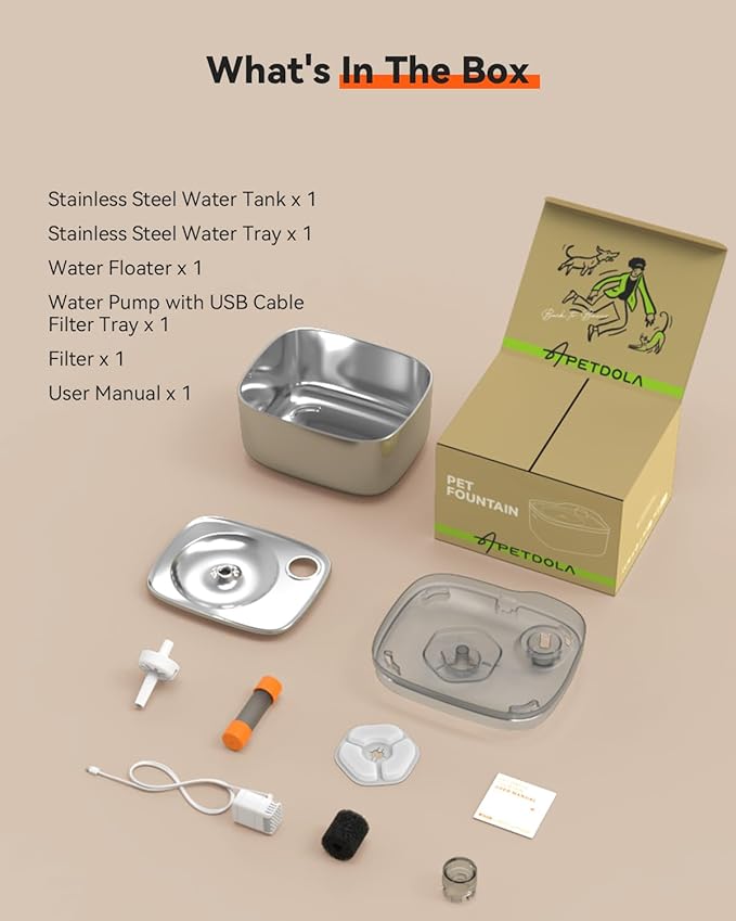 Cat Water Fountain Stainless Steel, 4.5L/158oz Automatic Cat Water Dispenser, Wired Pet Water Fountains for Cats Indoor, Dog Water Bowl with Quiet Pump, Colorful Water Level Float, White - FS10 - PAWPICO