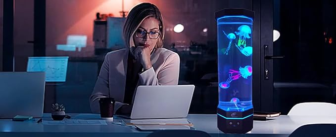Lightahead LED Sensory Jellyfish Lamp with Bluetooth Speaker and Color Changing Light Effects. Majestic and Standing Tall at 16 Inches! Large (16 Inches Tall) Lightahead%C2%AE