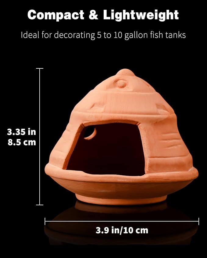 Uniclife Aquarium UFO Ornament Fish Tank Decoration Ceramic Flying Saucer Hut for Fish Tank Landscape Aquarium Hideout Hideaway Spawning Cave Decor for Shrimp Betta Goldfish and Reptiles UnicLife