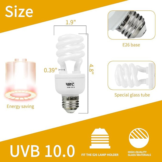 LUCKY HERP Desert UVA UVB Reptile Light Bulb 10.0 13W Compact Fluorescent Lamp LUCKYHERP